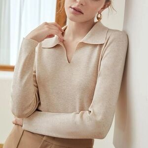 Tan Fine Knit Wool Mix Sweater - NWT